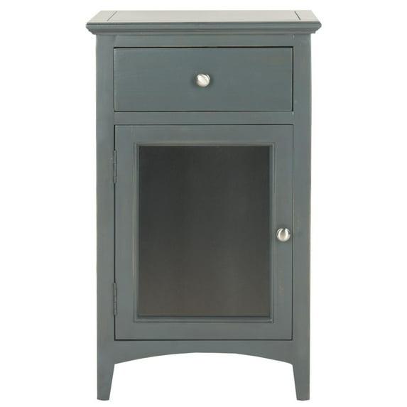Ziva 1 Drawer Nightstand with Glass Cabinet - Dark Teal - Safavieh.