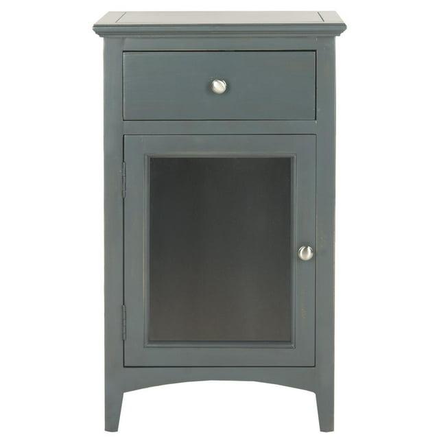 Ziva 1 Drawer Nightstand with Glass Cabinet - Dark Teal - Safavieh.