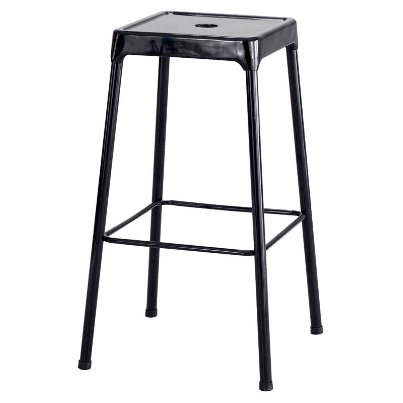 29" Black Powder-Coated Steel Backless Bar Stool