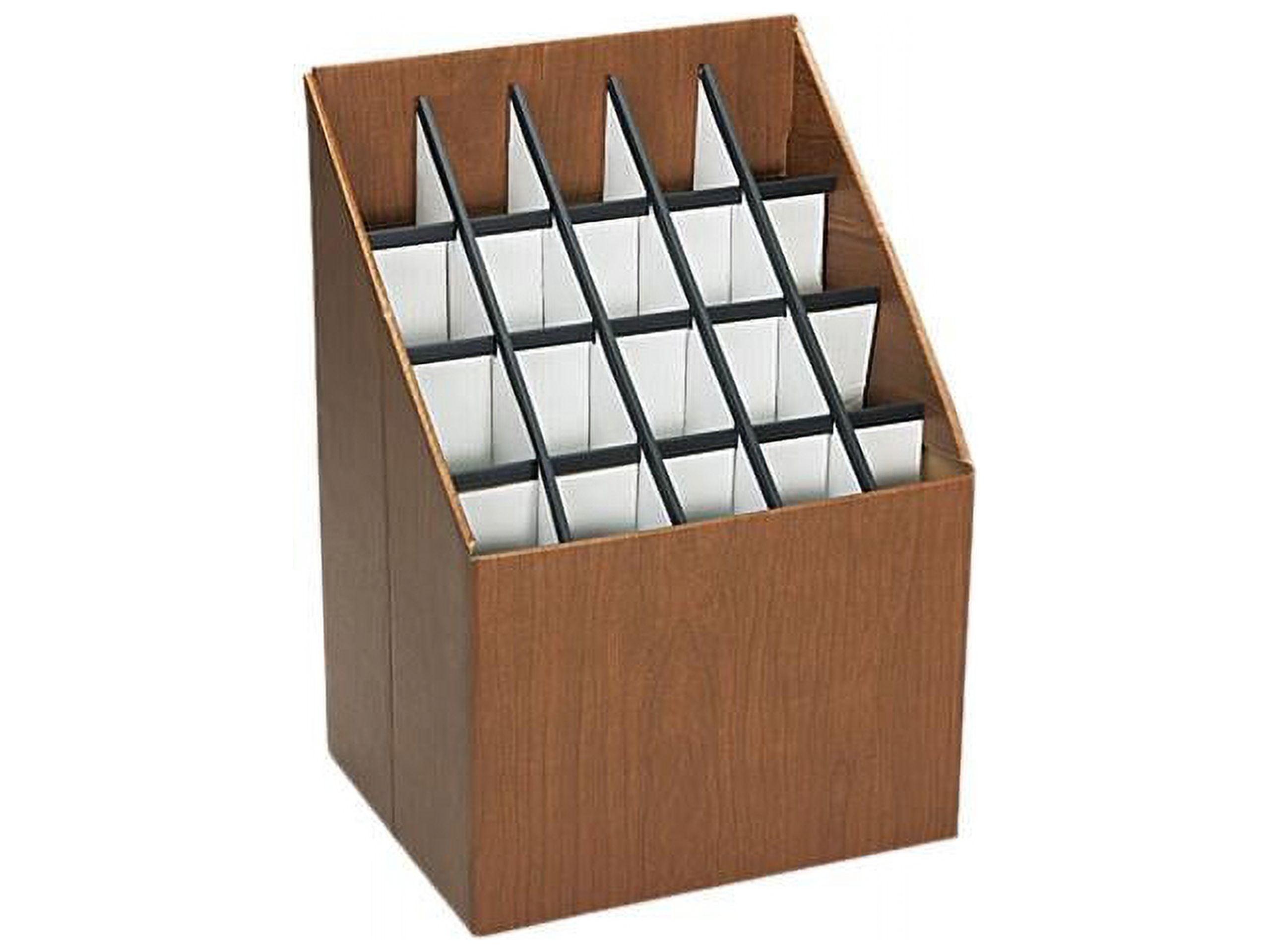 Walnut Woodgrain 20-Compartment Corrugated Roll File Organizer