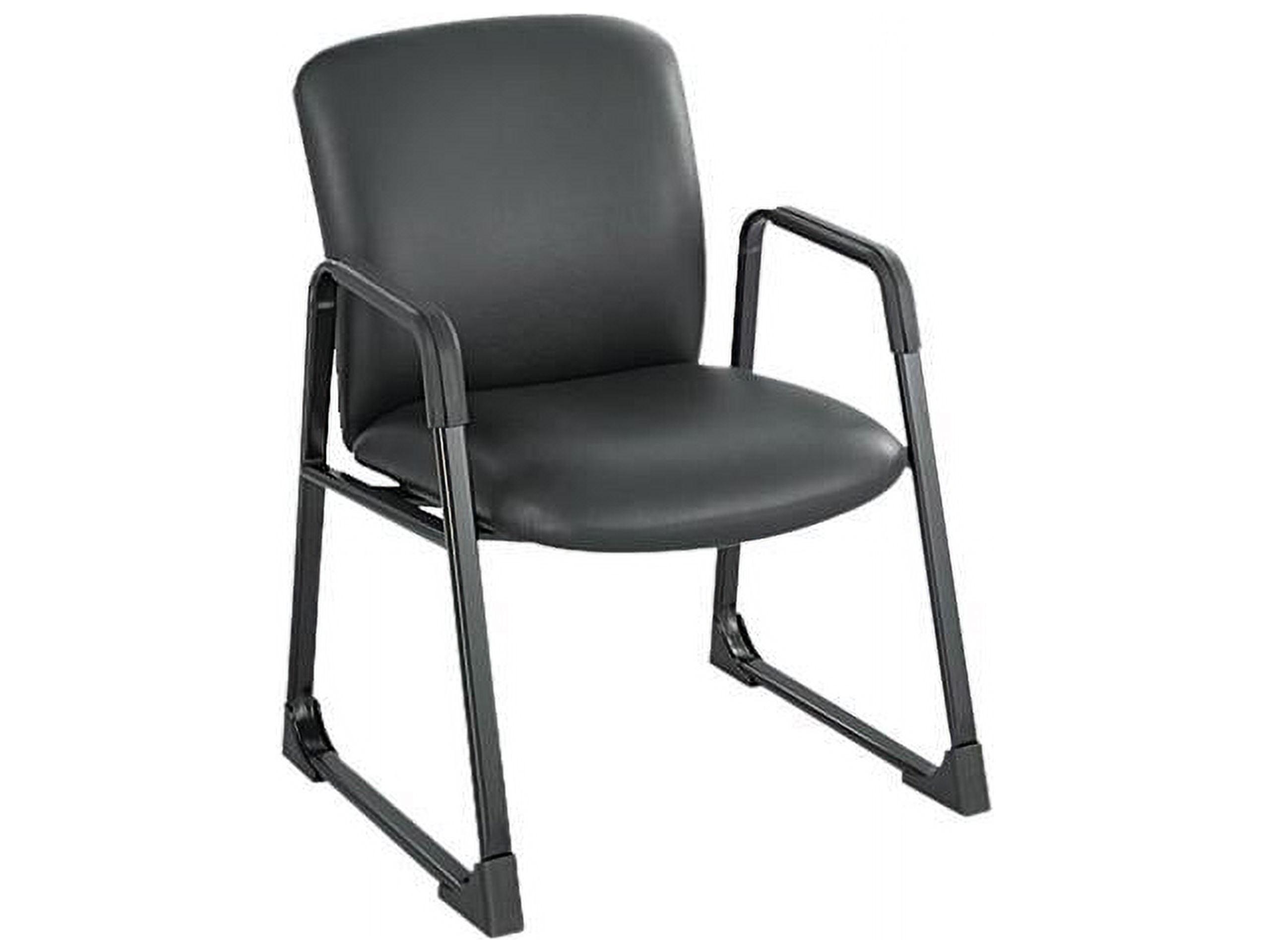 Max Comfort 500 lb Black Vinyl and Steel Swivel Guest Chair