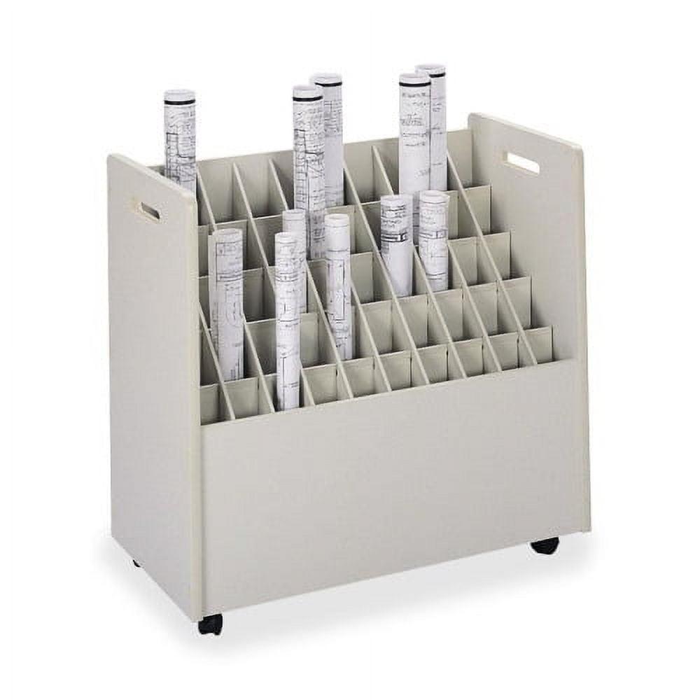 Putty Particle Board 50-Compartment Mobile Roll File