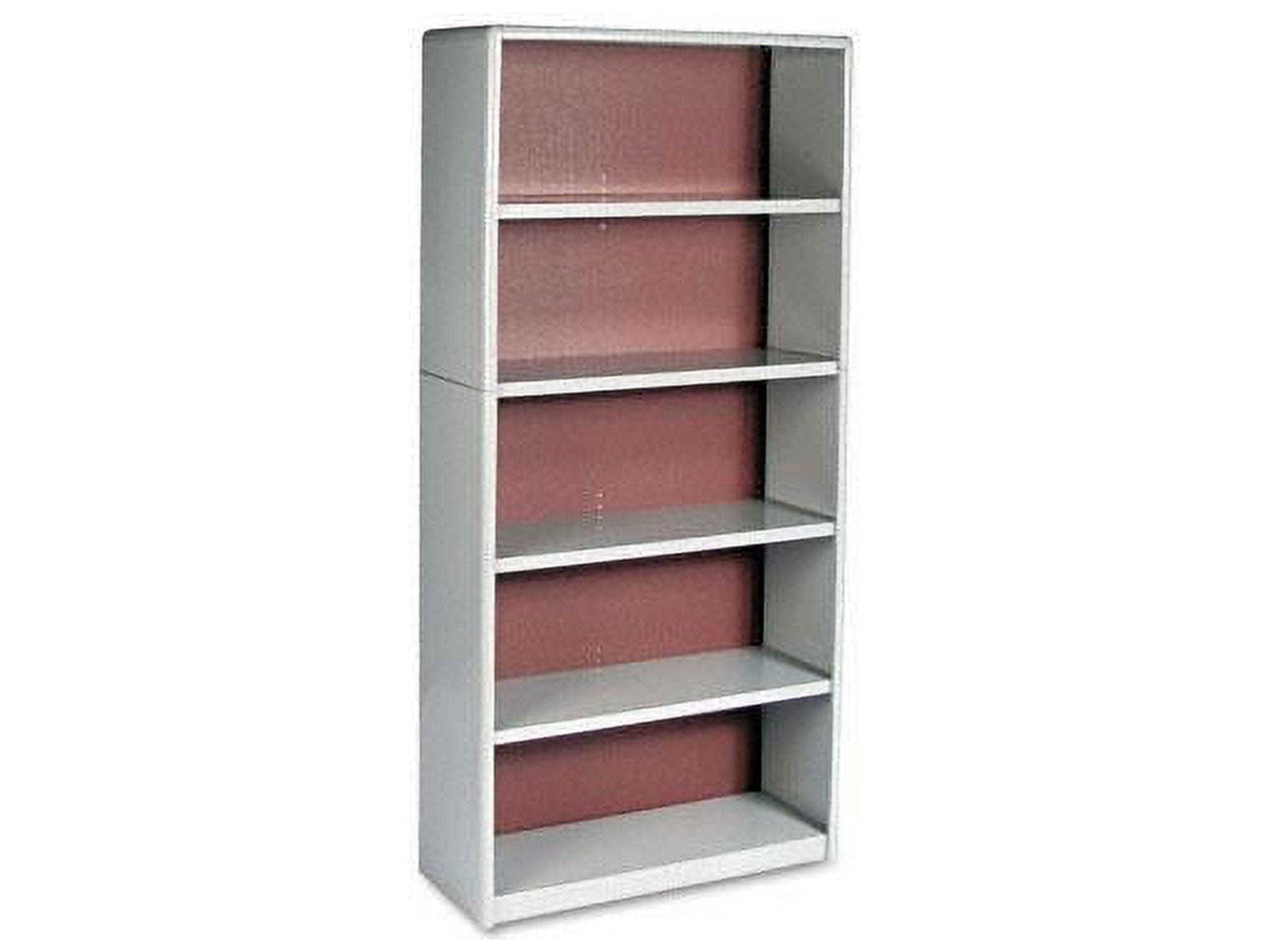 Adjustable Gray Steel 5-Shelf Bookcase with Powder Coat Finish