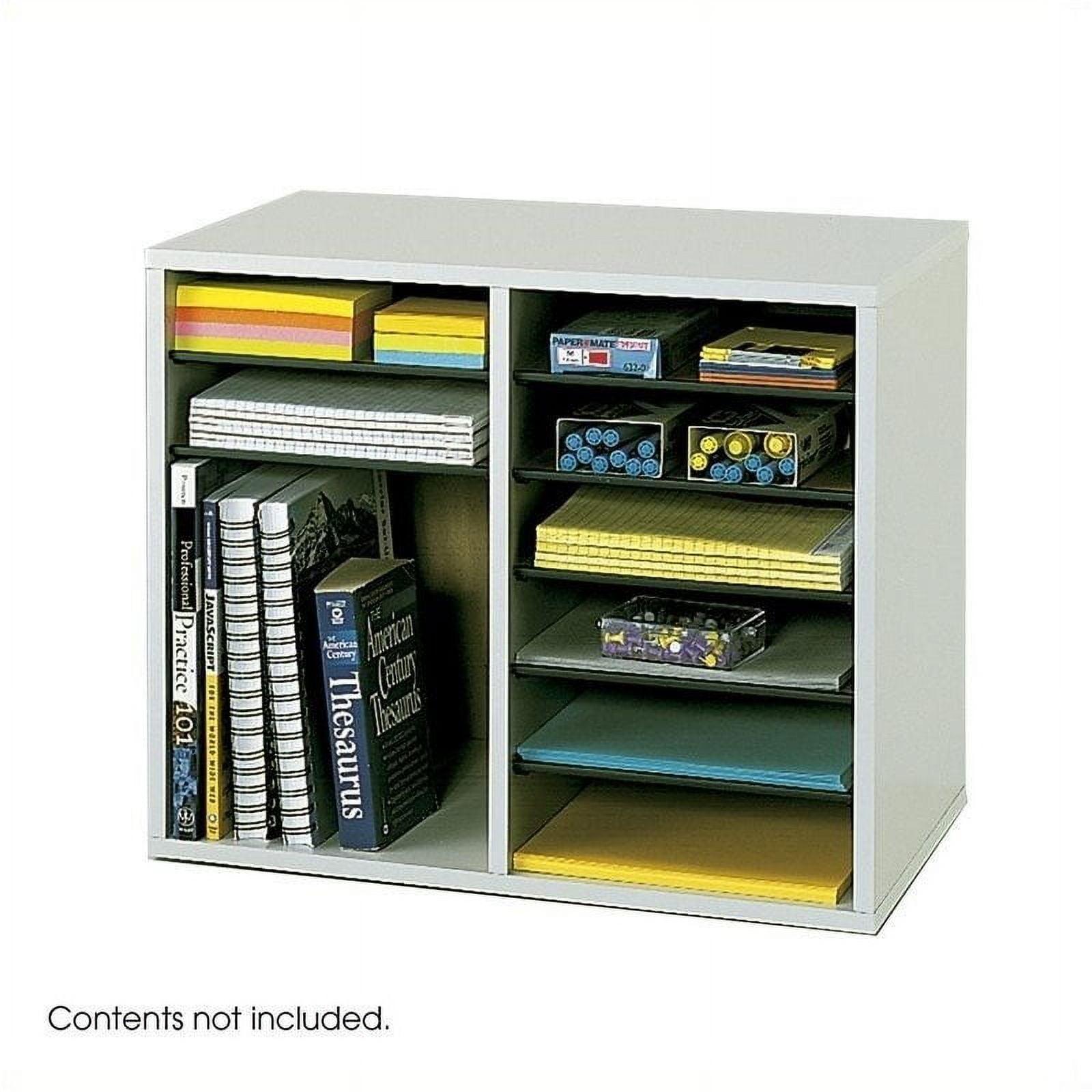 Modular 12-Compartment Gray Hardboard Literature Sorter