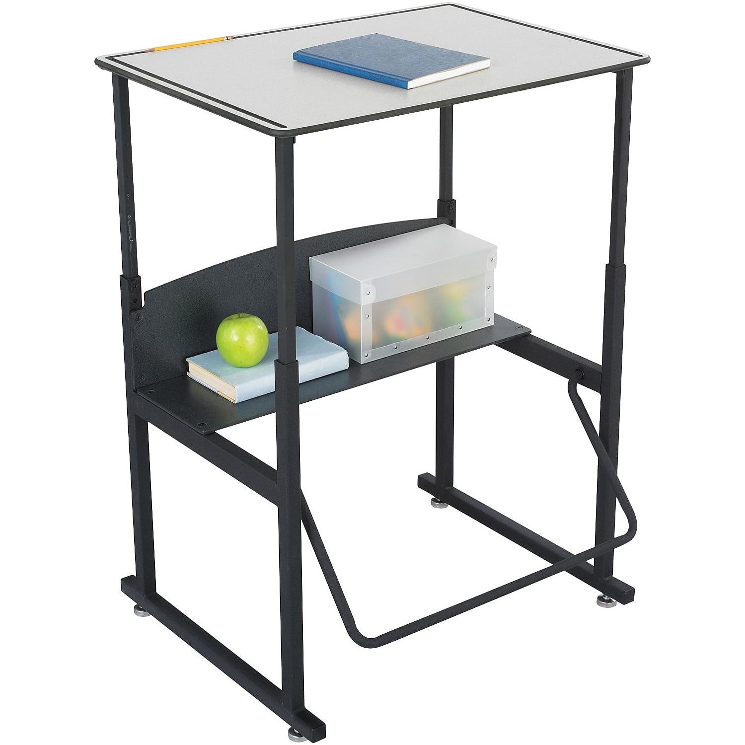 Adjustable Black Steel Standing Desk with Shelf