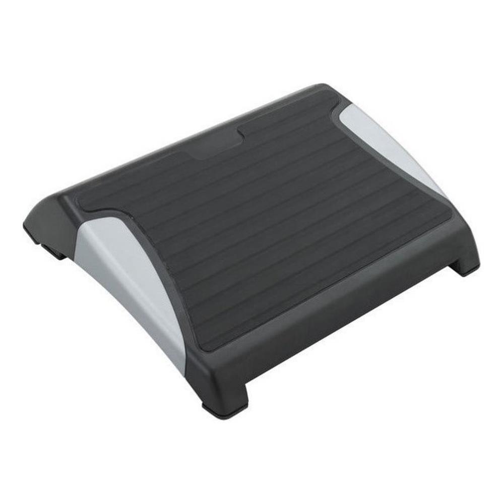 Adjustable Black and Silver Footrest with Non-Slip Rubber Feet