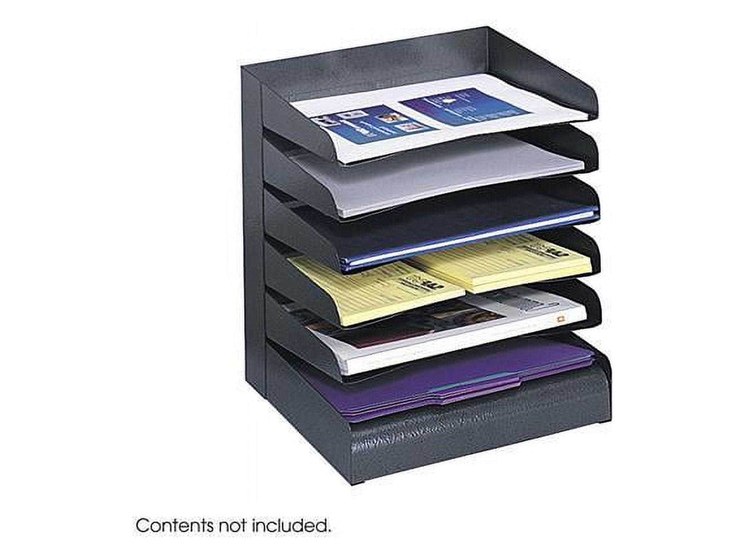 Black 6-Tier Steel Desk Organizer with Rubber Feet