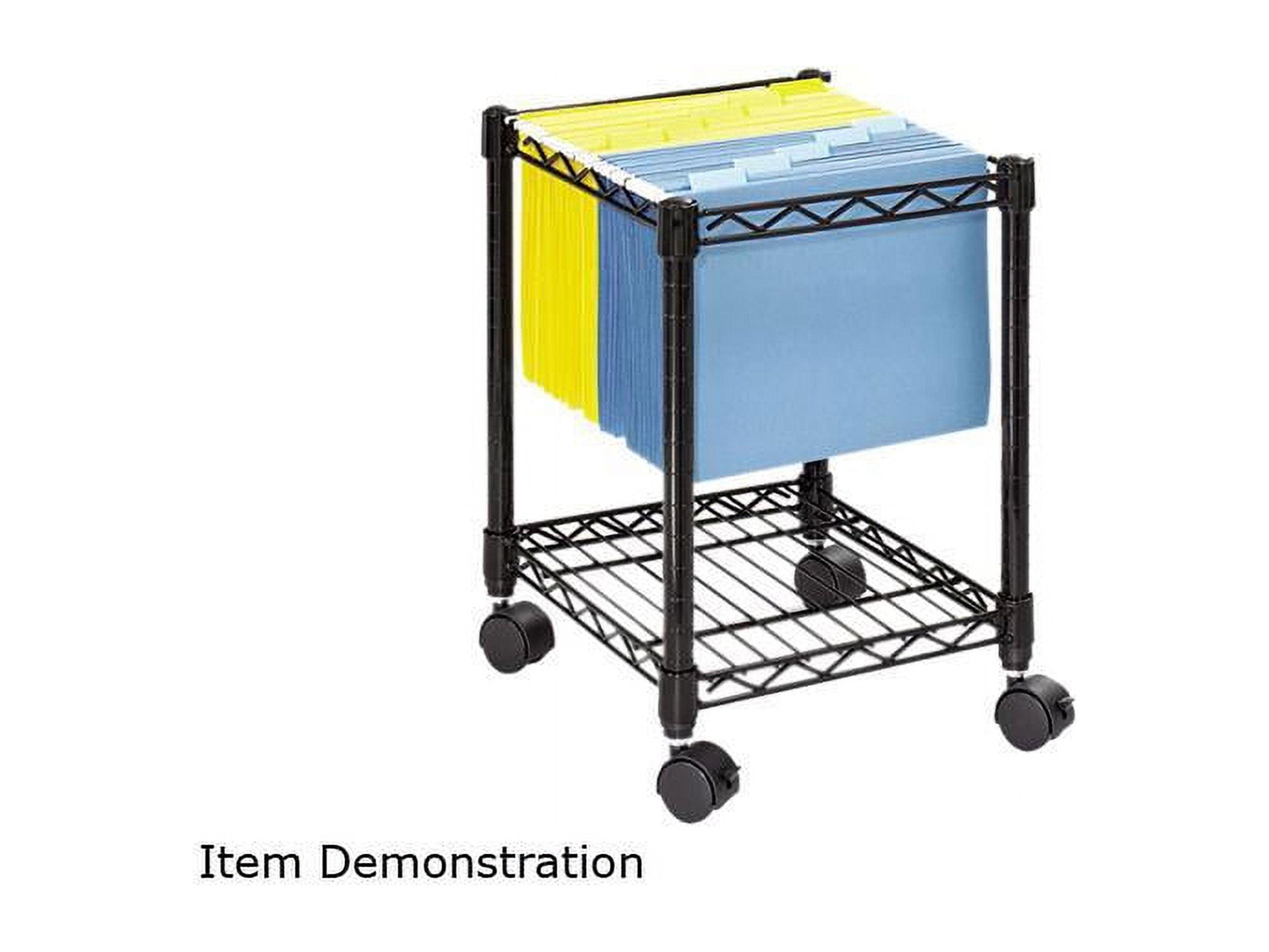 Compact Black Steel Wire Mobile File Trolley with Powder Coat Finish