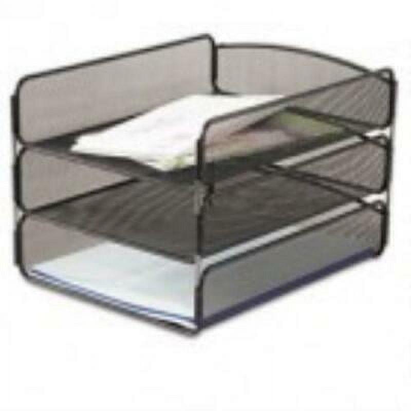 3271BL Office Supply Onyx Holds Letter-Size Papers Triple Mesh Interlocking Tray Desk Black Organizer