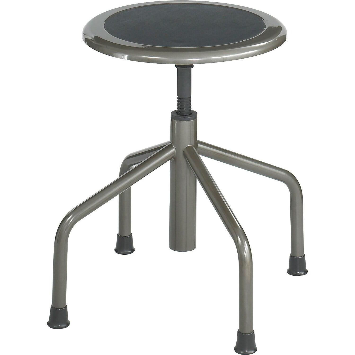 Pewter Steel Swivel Stool with Recycled Leather Seat, 16"-22" Adjustable Height