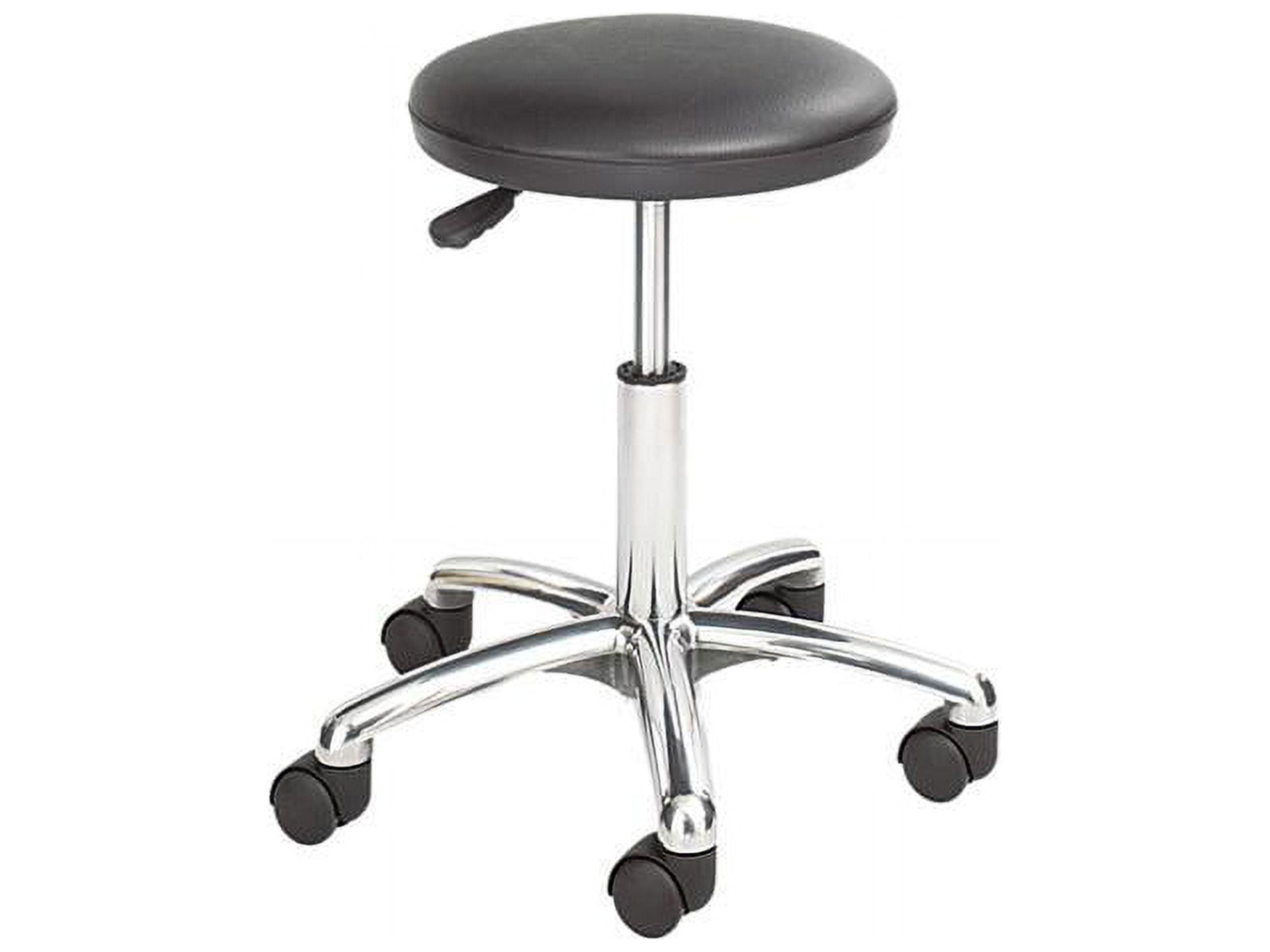 Adjustable Black Vinyl Swivel Lab Stool with Chrome Base