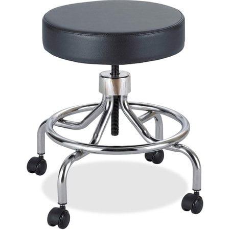 Adjustable Black Metal Swivel Lab Stool with Casters