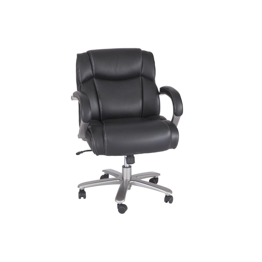 Executive High-Back Swivel Chair with Leather and Metal Accents