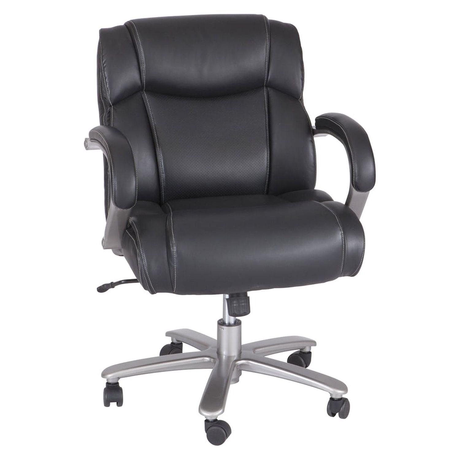 Executive High-Back Swivel Chair with Leather and Metal Accents