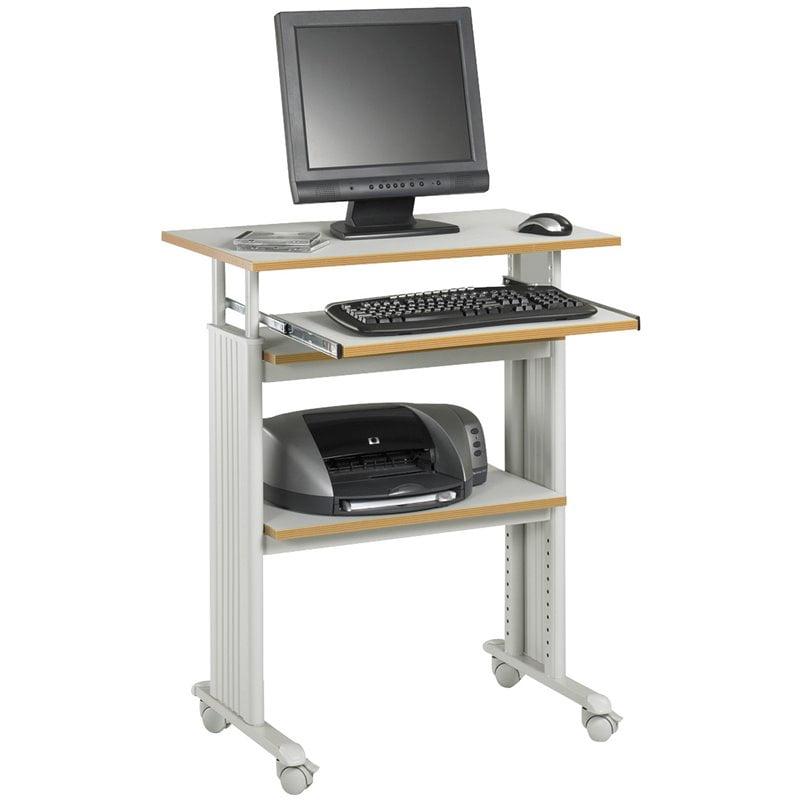 ErgoFlex Steel Frame Adjustable Height Mobile Workstation with Keyboard Tray, Gray