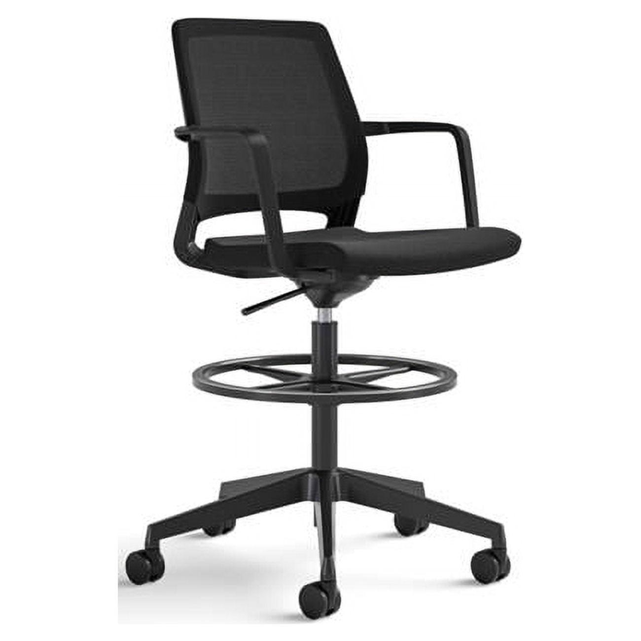 Black Mesh Swivel Drafting Chair with Plastic Frame