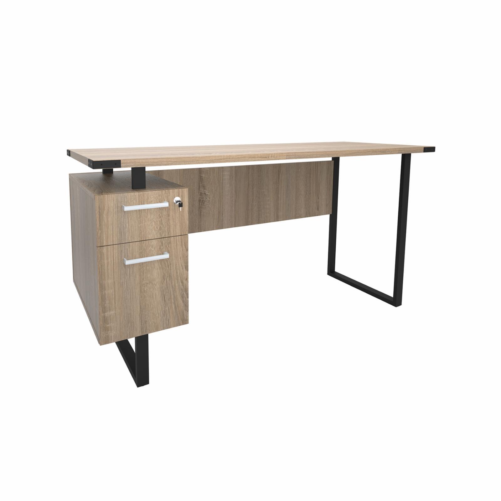 Sand Dune Rectangular Office Desk with Metal Legs and Drawers