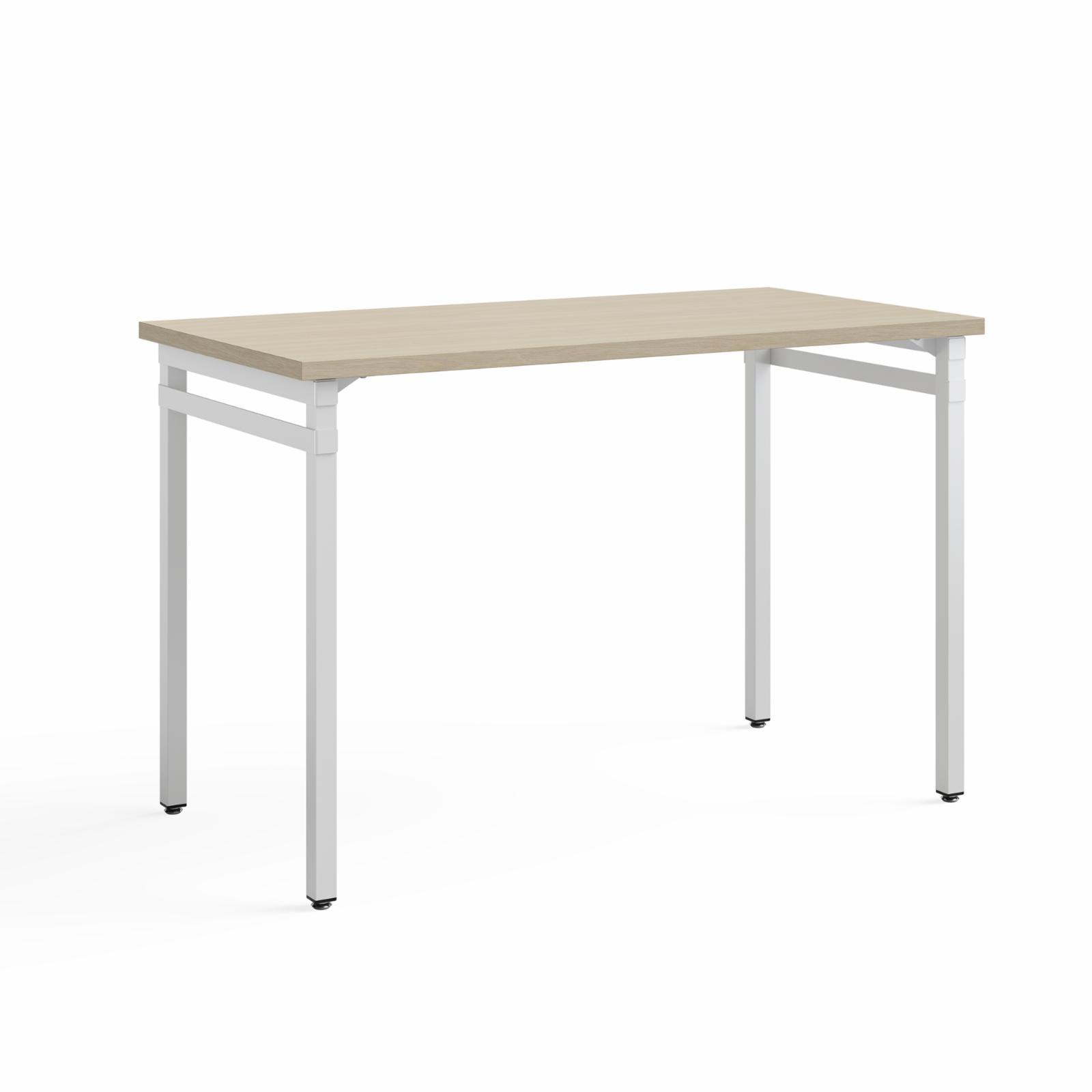 Modern White and Beige Wood Office Desk with Steel Frame