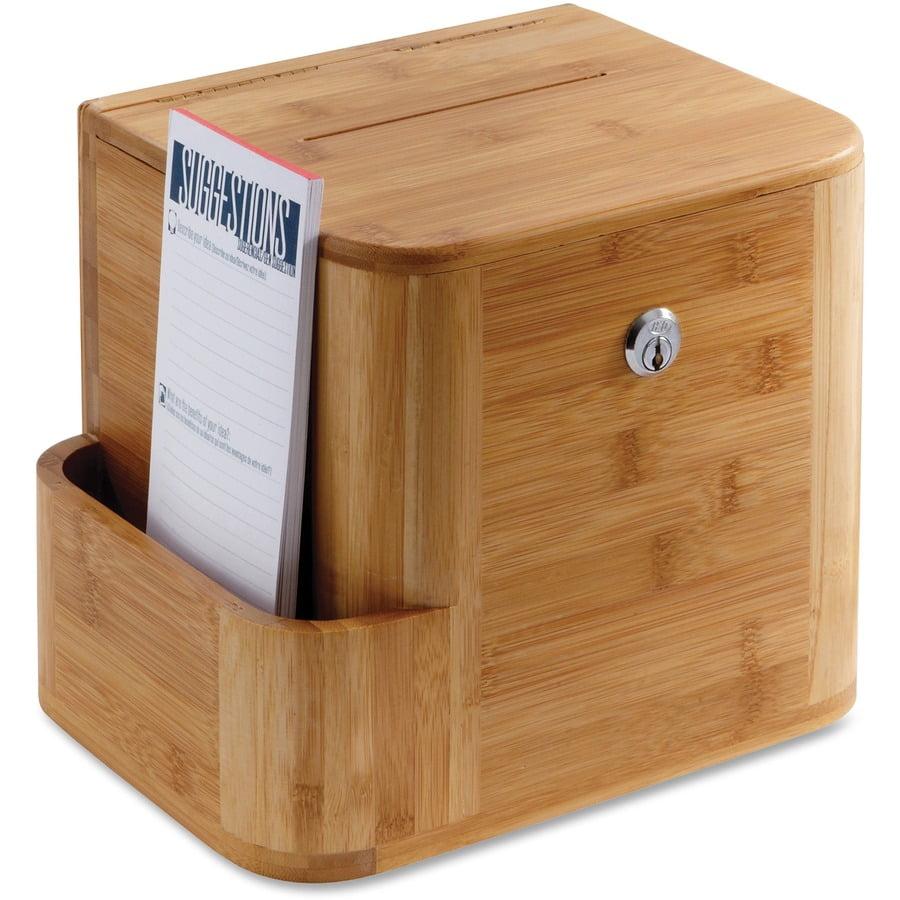 Natural Bamboo Wall-Mountable Suggestion Box with Acrylic Display