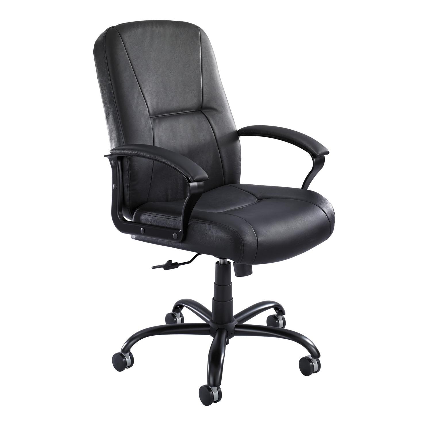 Luxor High-Back Black Leather Executive Swivel Chair with Metal Base