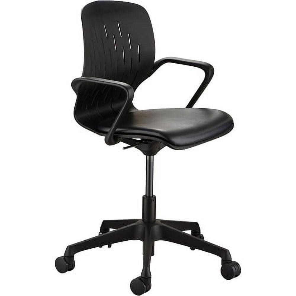 Sleek Flex-Fit Black Vinyl Task Chair with Lumbar Support