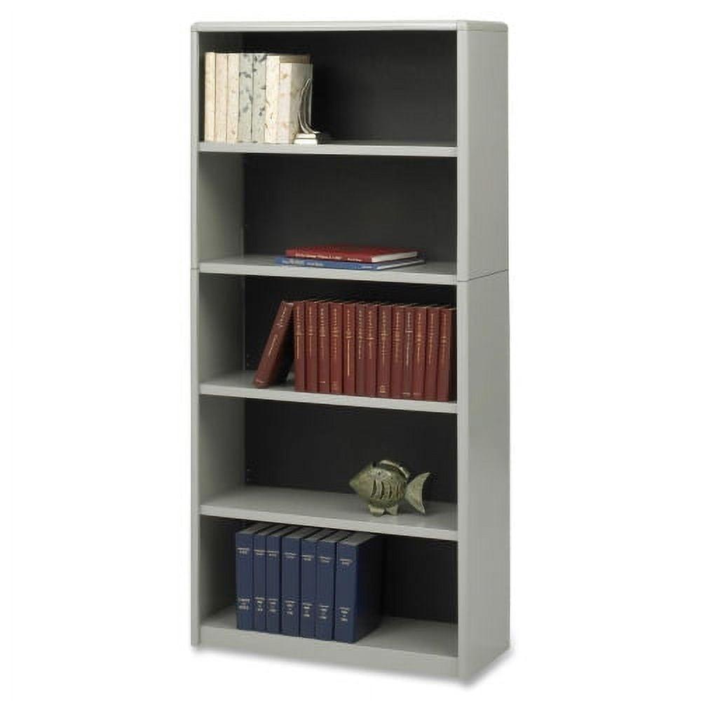 Adjustable Gray Steel 5-Shelf Bookcase with Powder Coat Finish