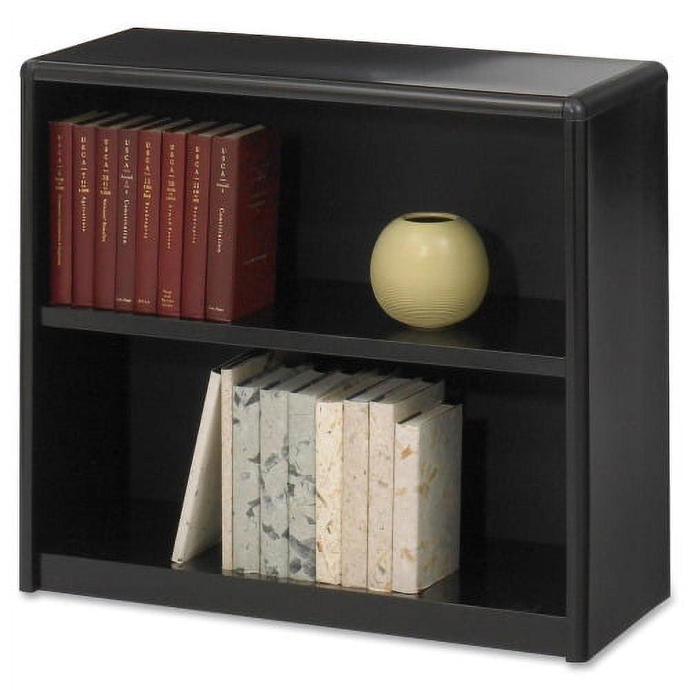 Adjustable Black Steel 2-Shelf Floor-Standing Bookcase