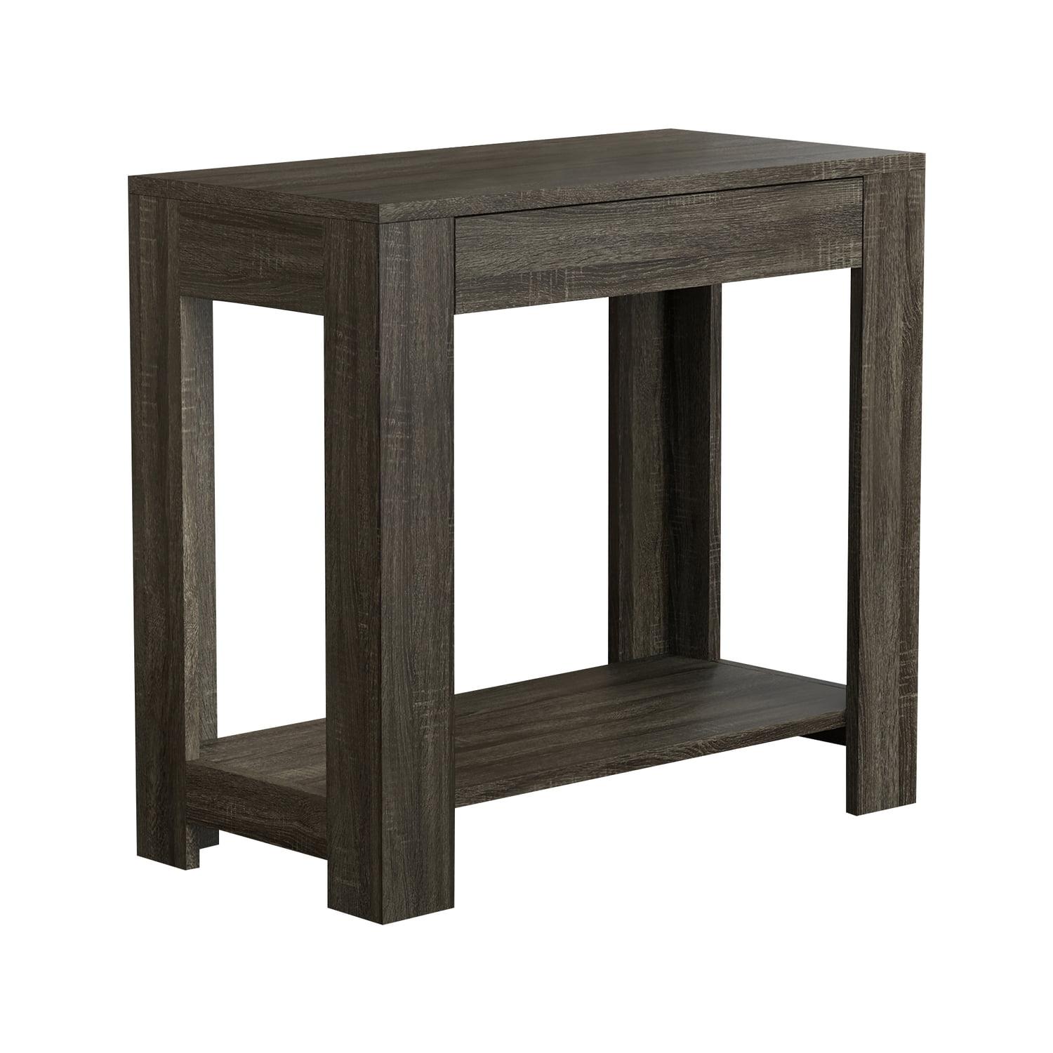 Sleek 24" Gray Wood and Metal End Table with Hidden Storage