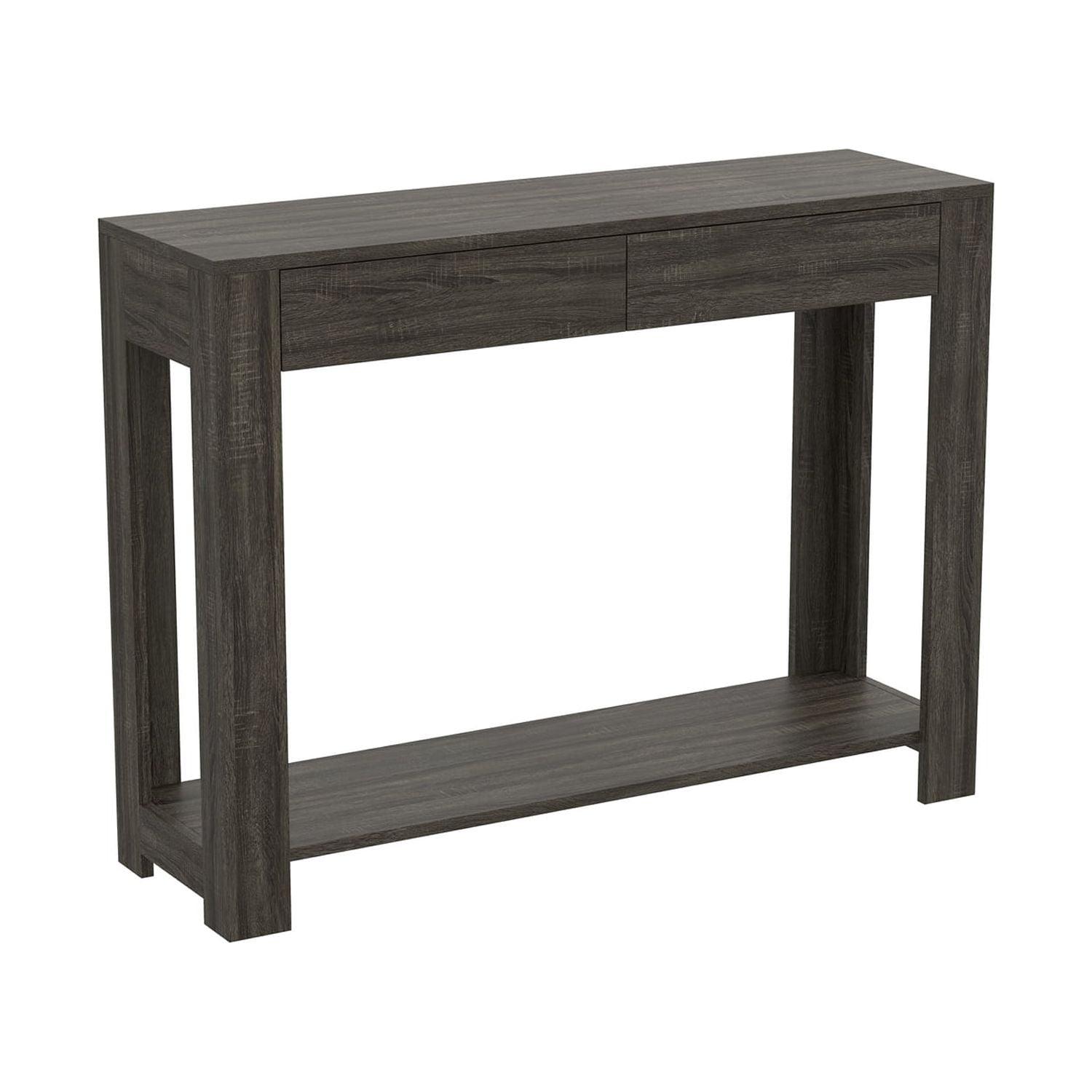 Modern 40"L Dark Grey MDF Console Table with 2 Drawers