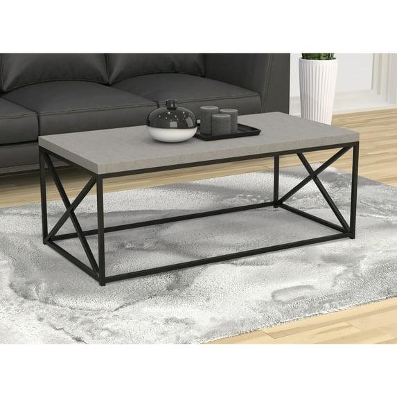 Safdie & Co. 44"L Coffee Table Black Metal in Grey Cement
