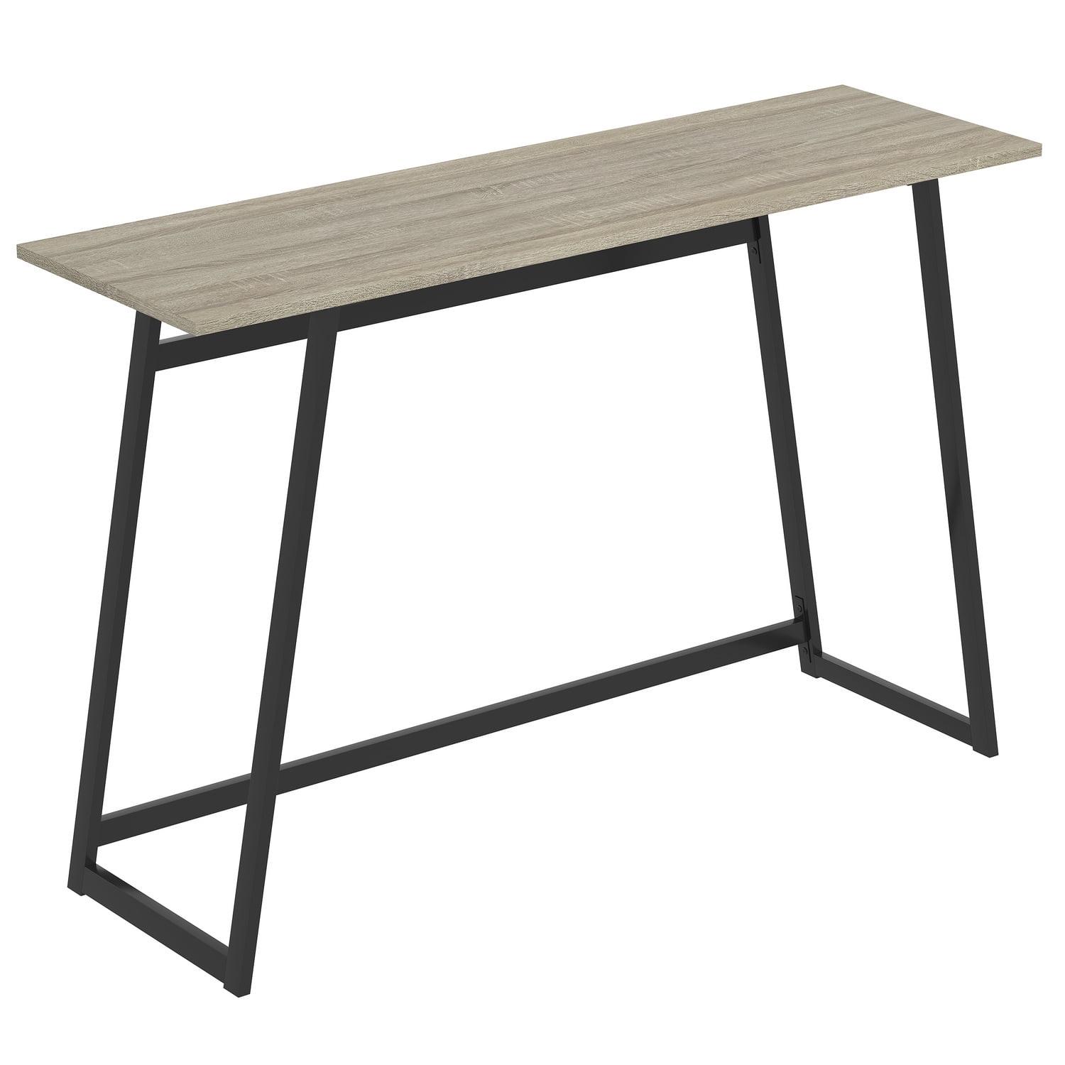 Taupe MDF and Black Metal Rectangular Console Table with Storage