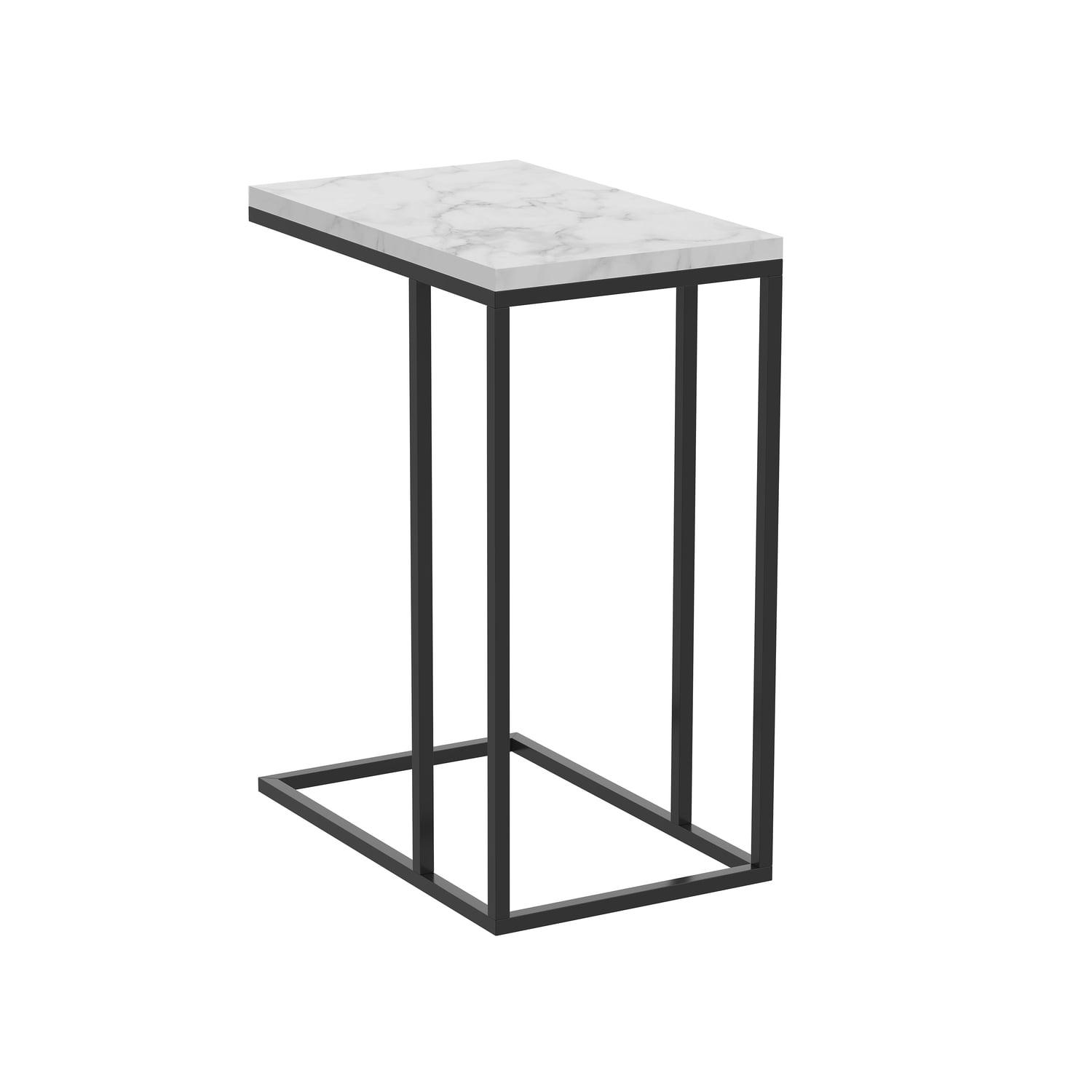 Sleek Modern Marble & Black Metal C-Shape Living Room Table