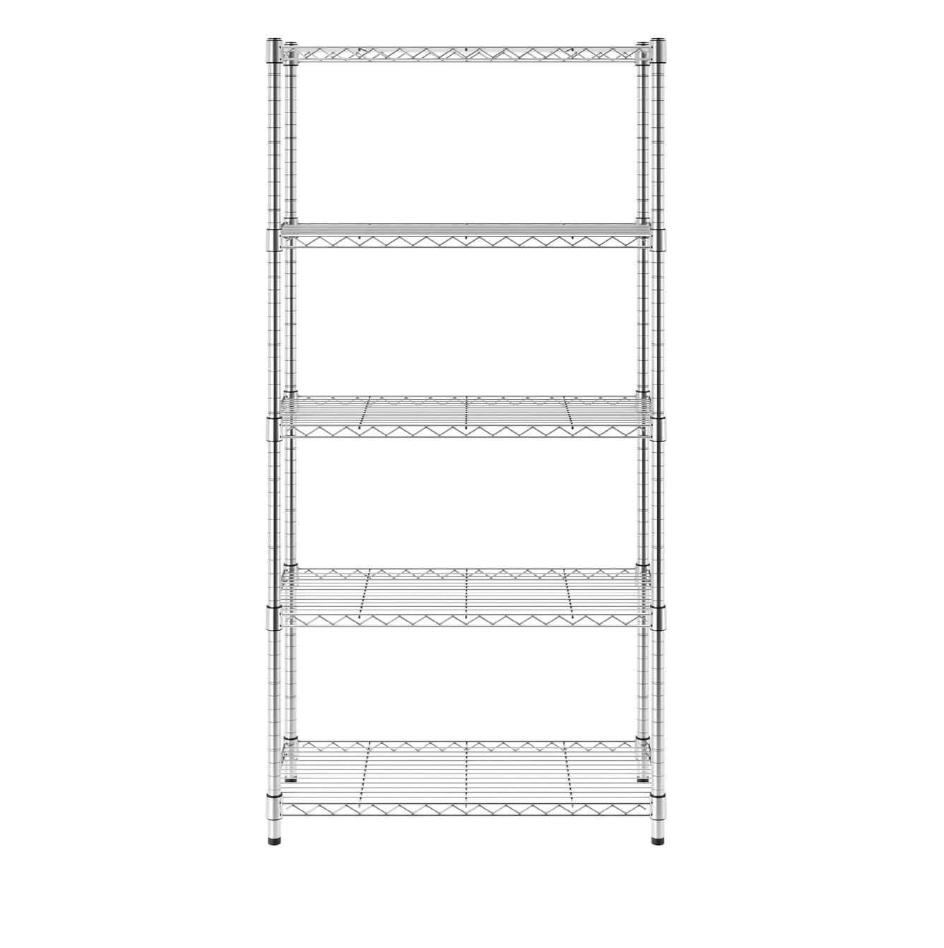 Zinc Finish 5-Tier Heavy-Duty Steel Wire Shelving Unit - 14"x30"x60"