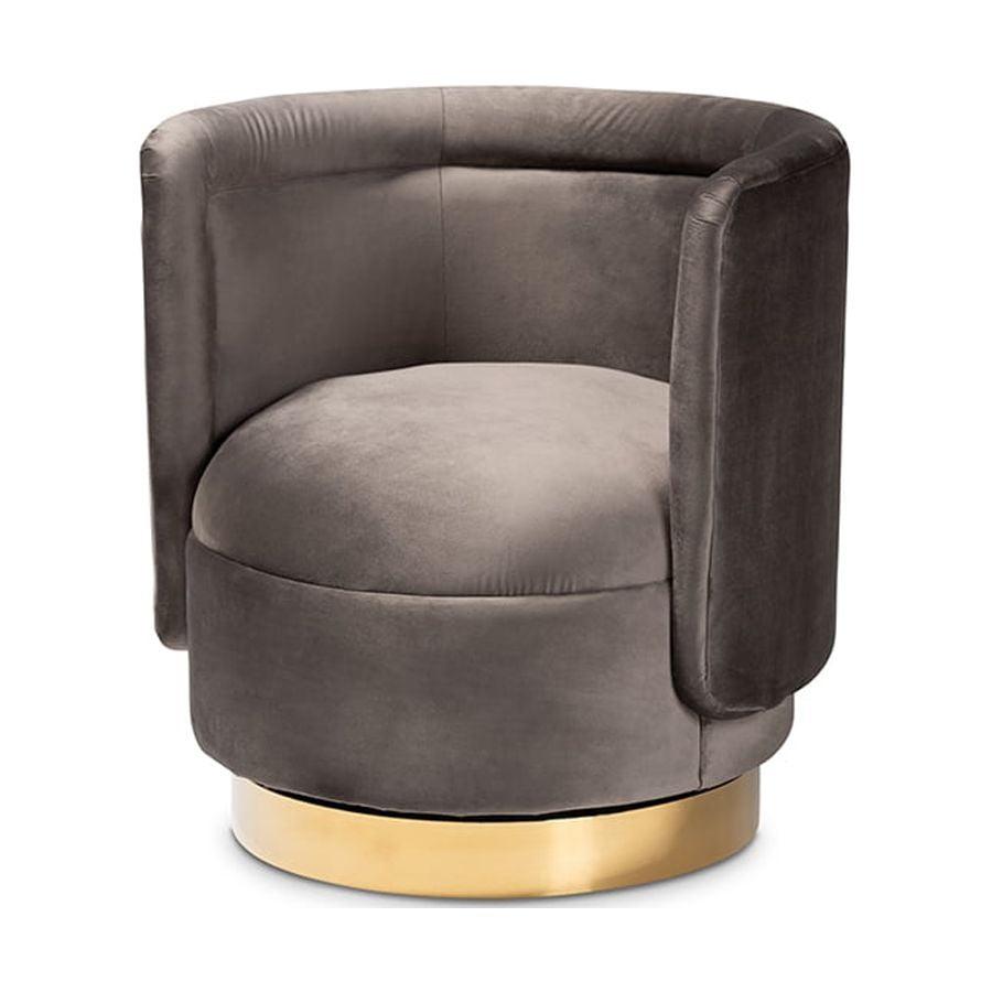 Saffi Velvet Upholstered Swivel Accent Chair - Baxton Studio