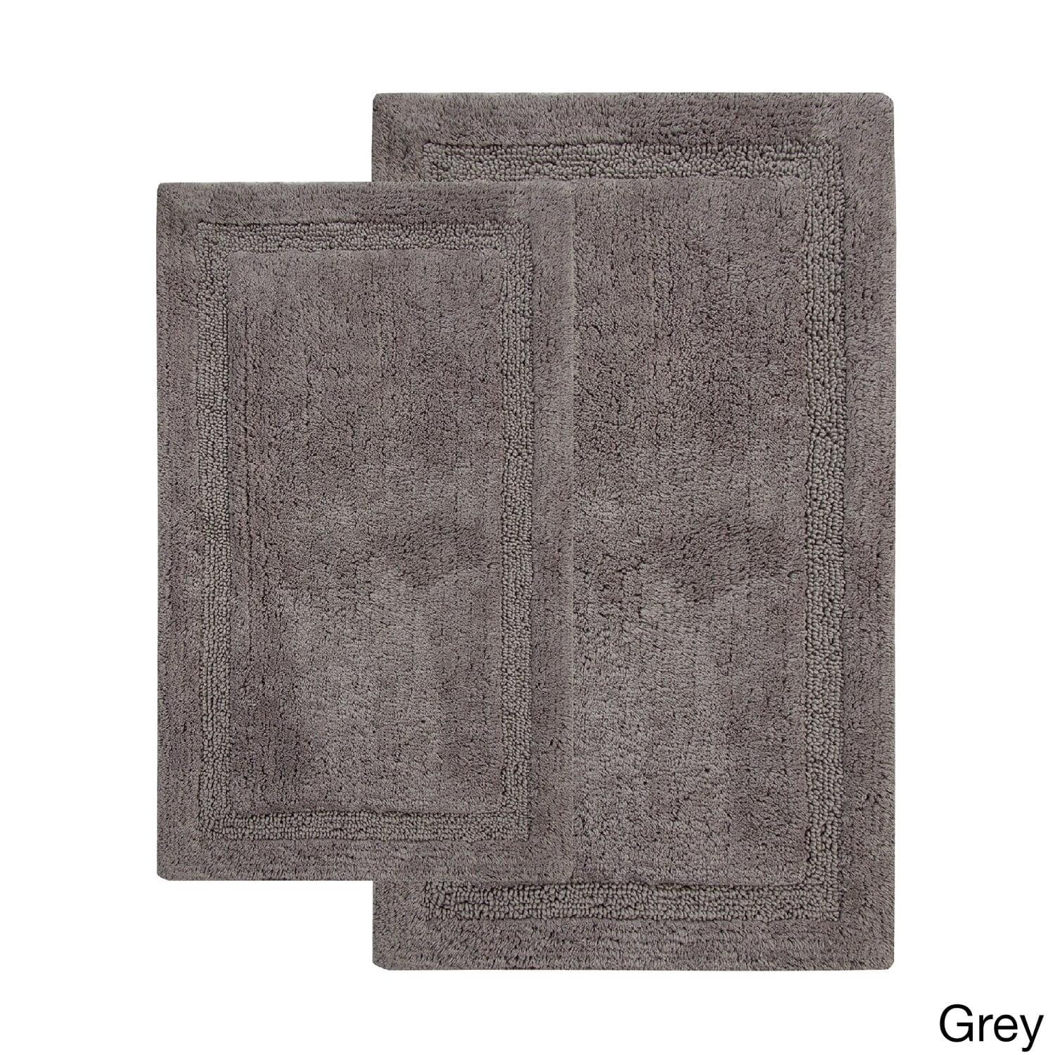 Saffron Fabs  Cotton Regency Bath Rug (Set of 2) Grey 34 x 21 & 36 x 24