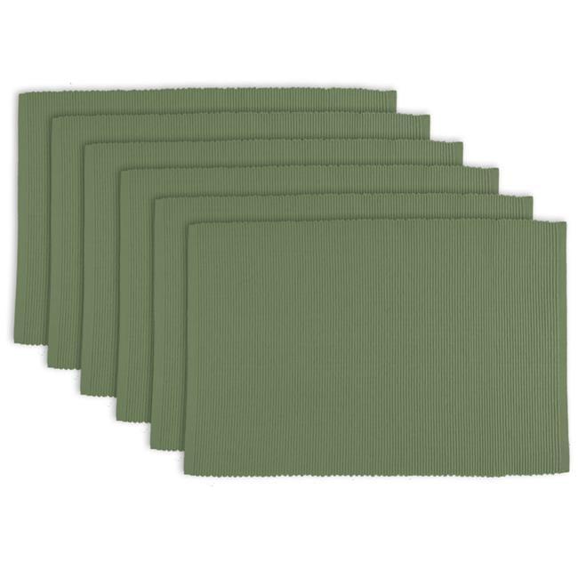 Green Sage Placemats (Set Of 6) - Design Imports: Cotton Rectangular Table Mats, Machine Washable