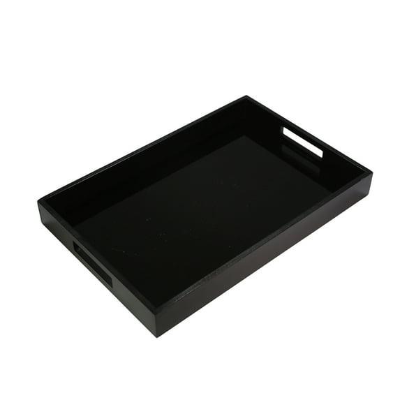Sagebrook Home 18" Simple Black Serving Tray - Contemporary Decorative Wood and Glass Serving Tray for Home or Office Decor Hosting