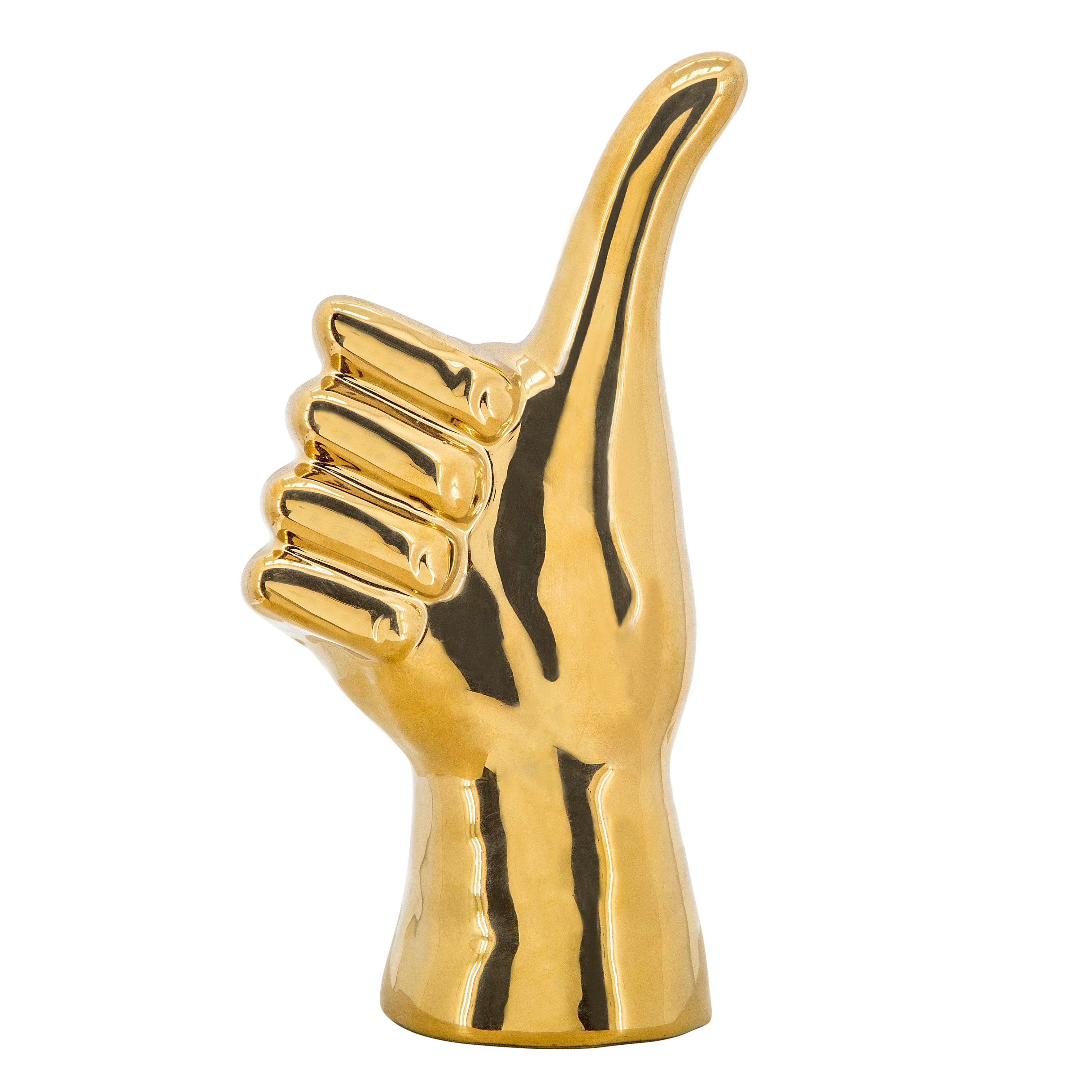 Gold Ceramic Thumbs Up Figurine, 8" Wall Mounted