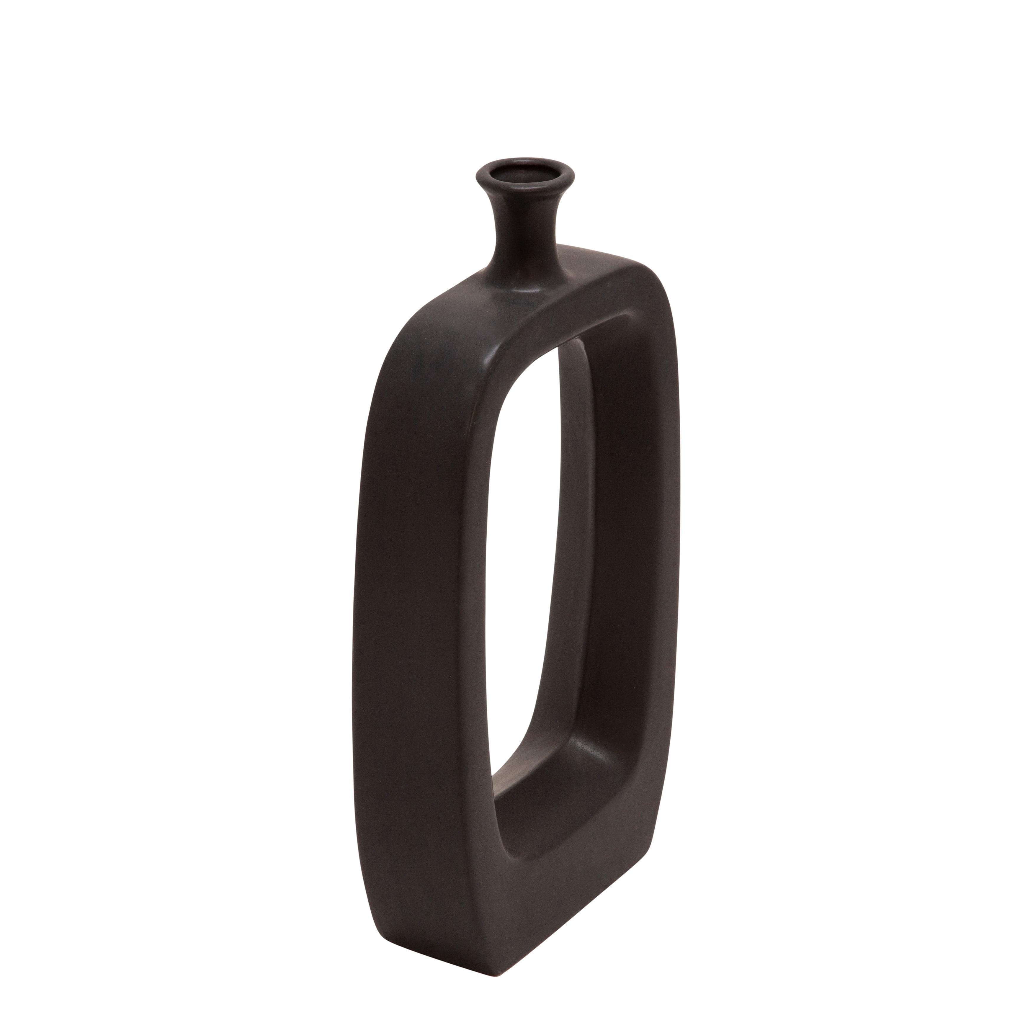 Sagebrook Home Ceramic 18" Vase with Cut-out, Black