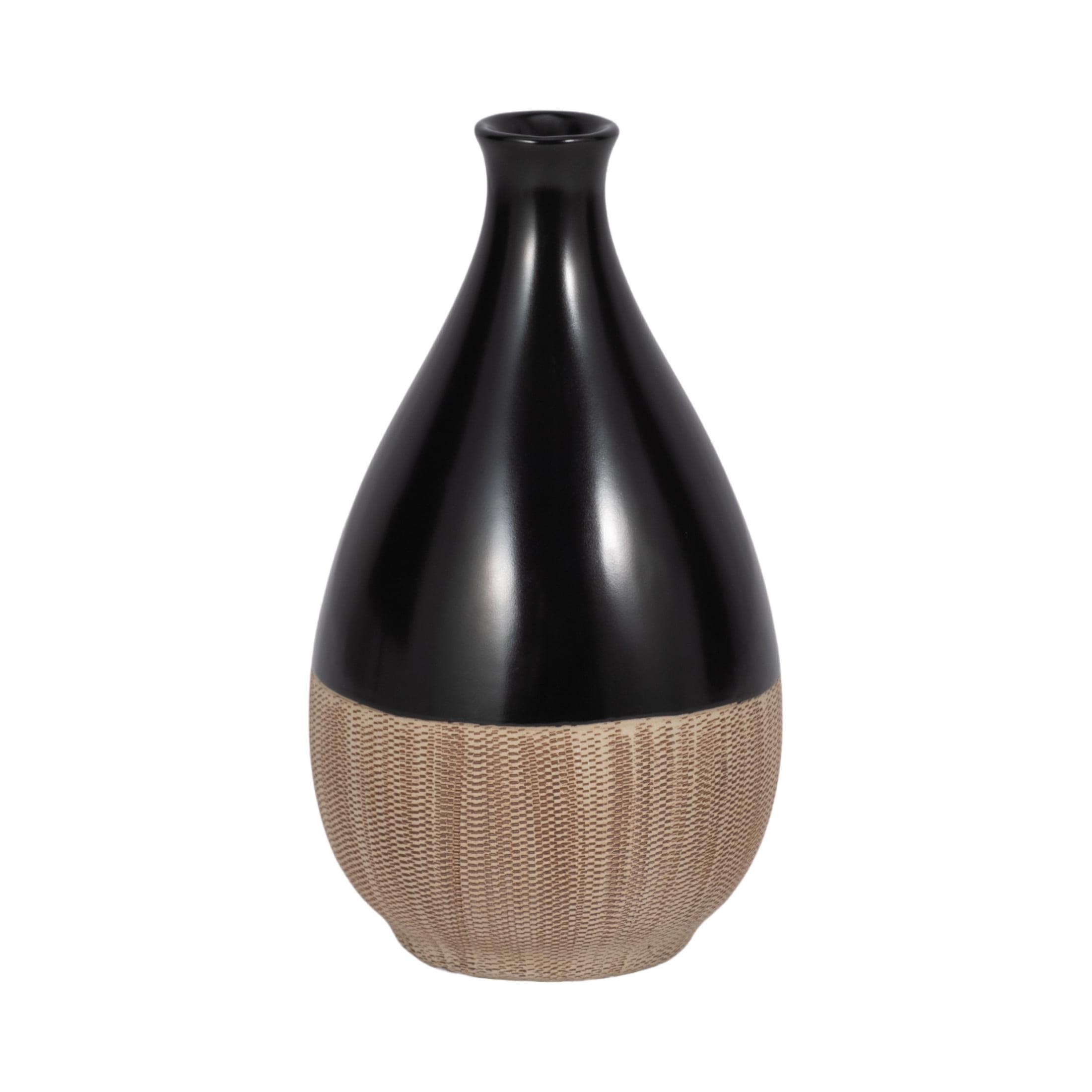 Sagebrook Home Ceramic Vase Contemporary Two-Tone Teardrop Shaped Vase Decorative Table Accent