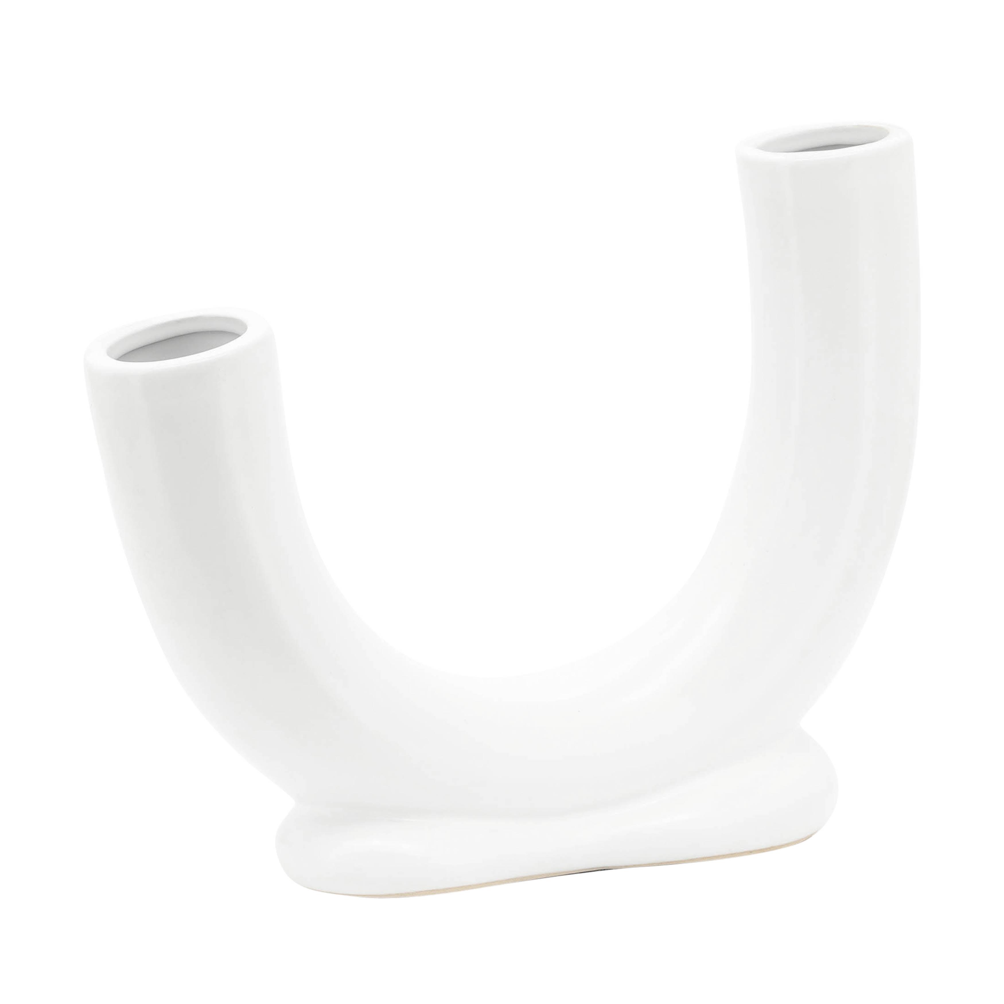Elegant Ceramic U-Shaped 8" Wedding Table Vase in White