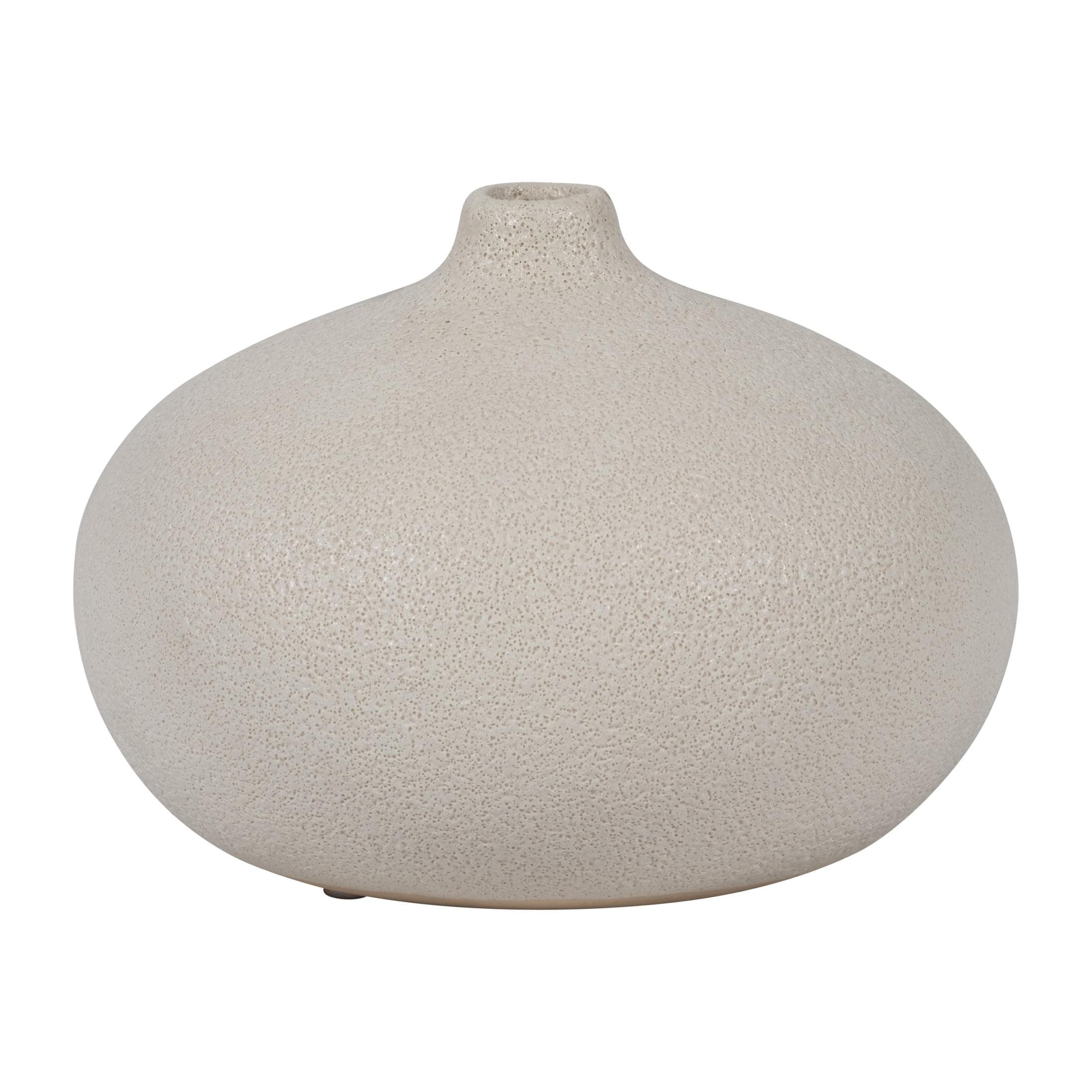 White Ceramic Round Volcanic Table Vase