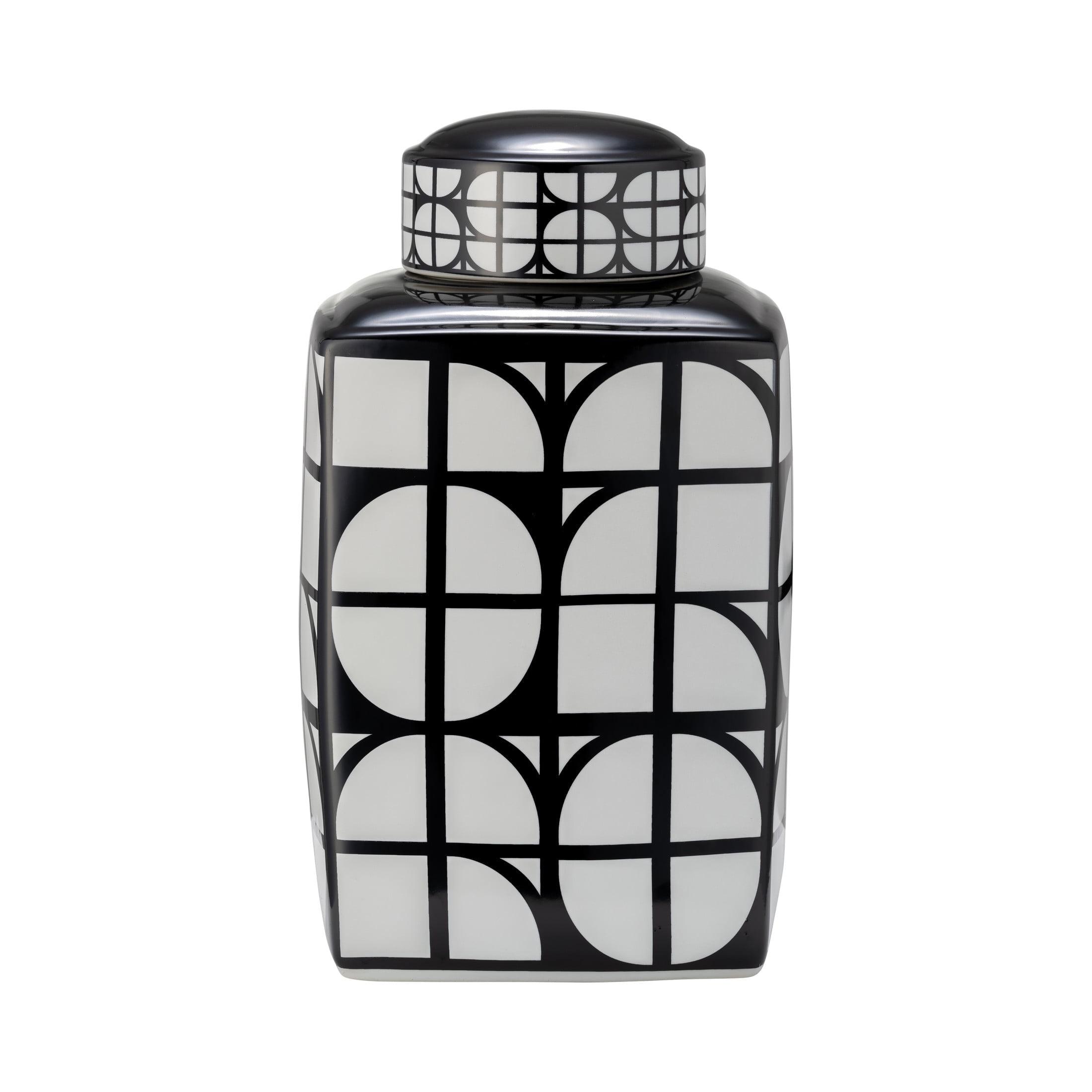 Sagebrook Home Chic Geometric Jar – Elegant Ceramic Container for Home