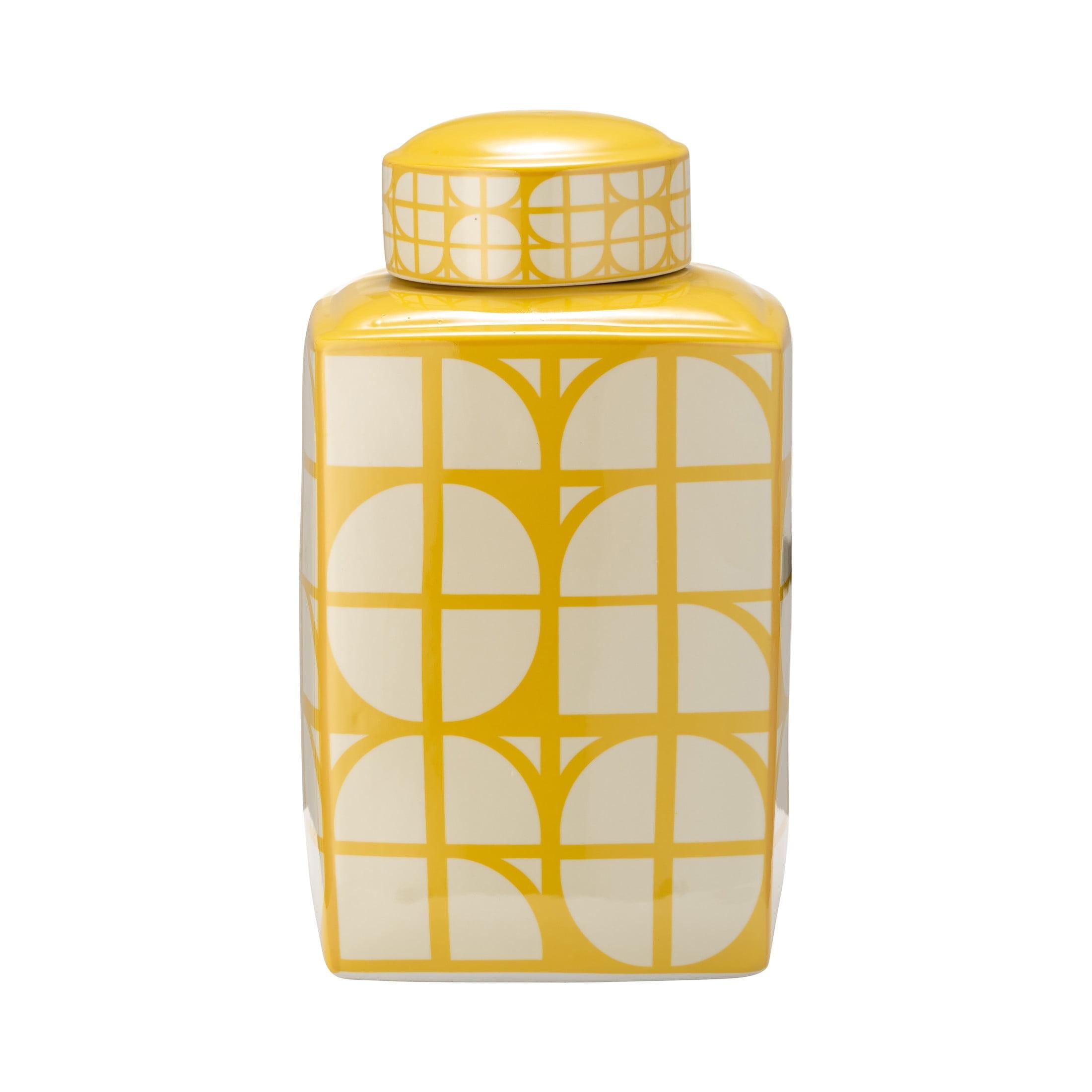 Sagebrook Home Chic Geometric Jar – Elegant Ceramic Container for Home
