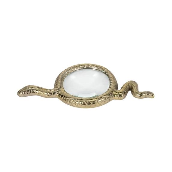 Sagebrook Home Elegant 9" Gold Snake Magnifying Glass, Crafted from Premium Aluminum and Glass, Decorative Object