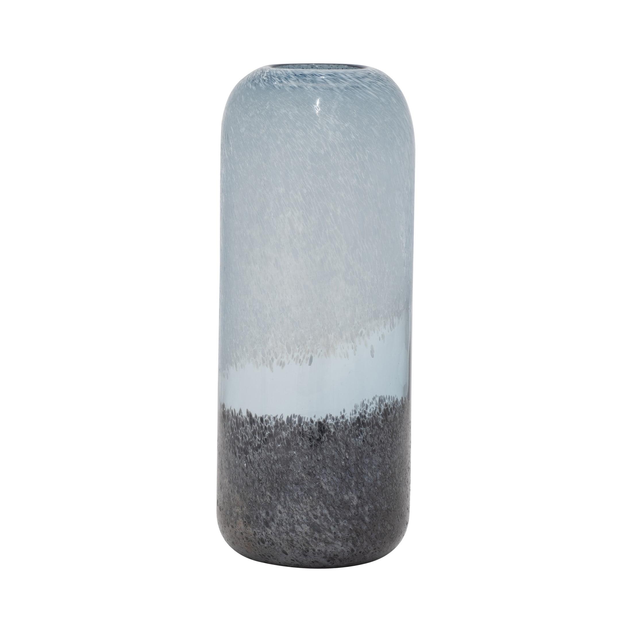 14" Gray and Black Ombre Glass Decorative Vase