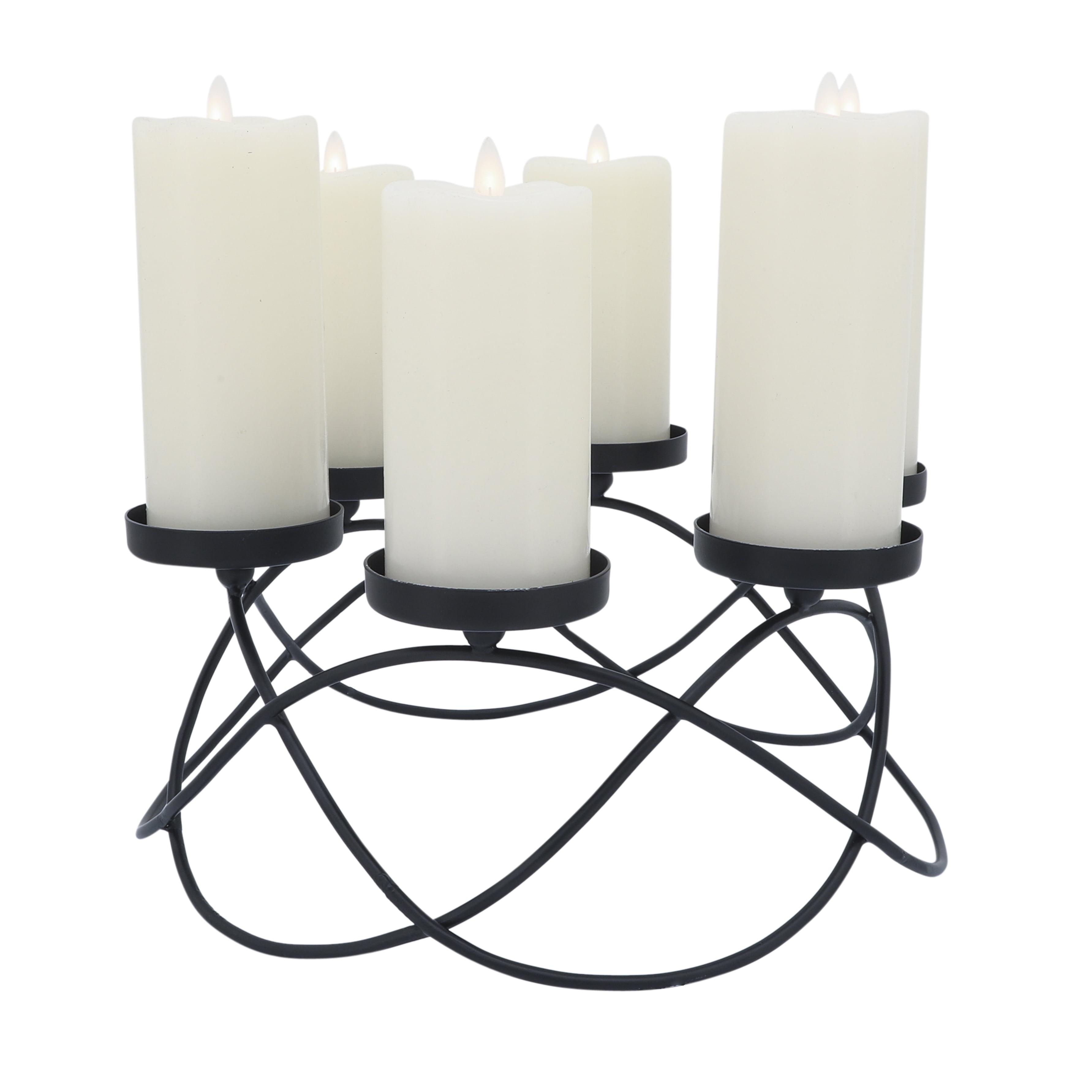 Black Iron 6-Pillar Candle Holder Centerpiece