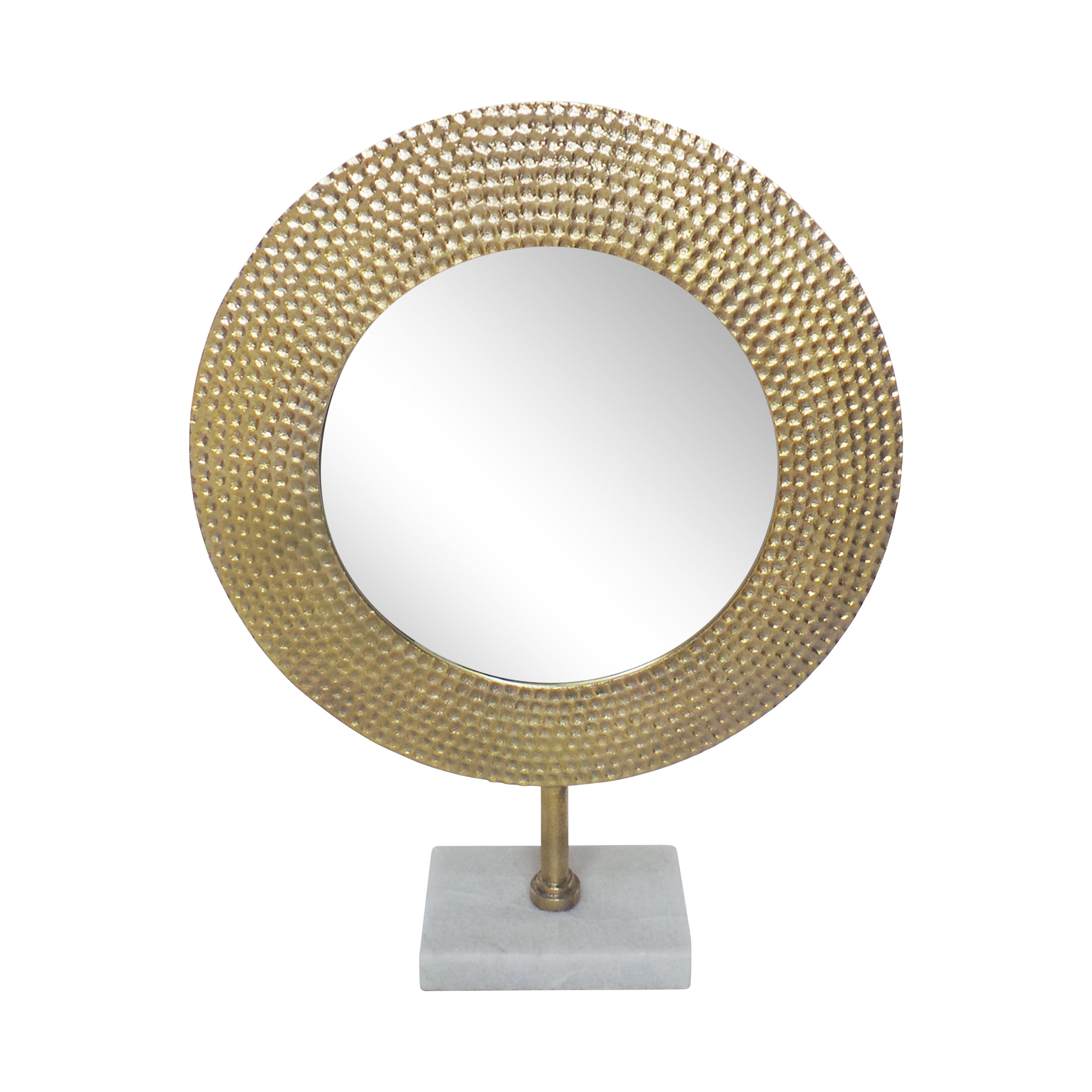 Sagebrook Home Metal 21" Hammered Mirror On Stand, Gold