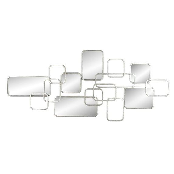 Mercer41 Baeden Modern Geometric Metal Wall Mirror with Overlapping Rectangular Frames - Stylish Decorative Accent Featuring Glass, Wood, and MDF Design