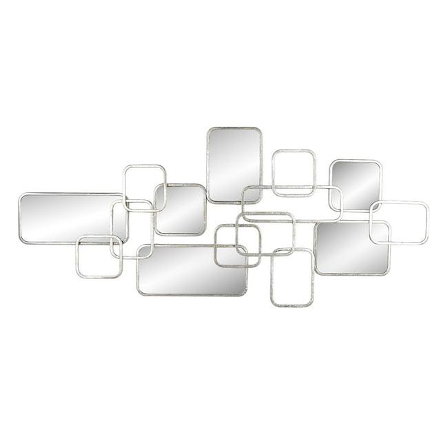 Mercer41 Baeden Modern Geometric Metal Wall Mirror with Overlapping Rectangular Frames - Stylish Decorative Accent Featuring Glass, Wood, and MDF Design